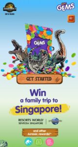 Gems Adventure: Free Rs.50 Movie, Rs. 150 Joy & Trip to Singapore (Lot Code)